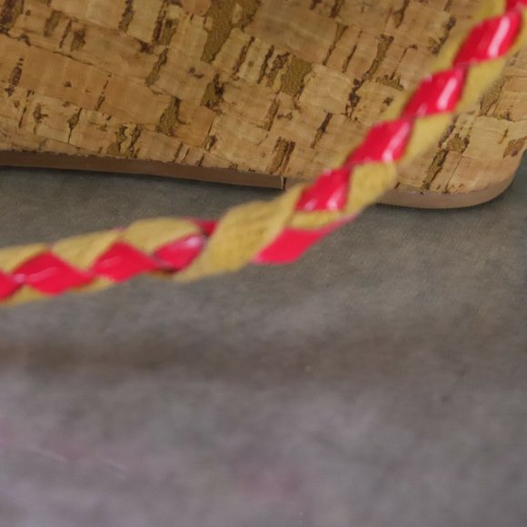 NWD Tory Burch Tie Up Pink/Tan Rope & Cork Petra Mid Wedge Wom 8.5 M $375    ANB - Picture 5 of 12
